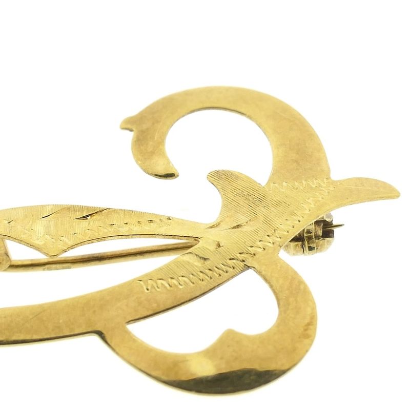 Image 12 of Vintage gold brooch; Letter C
