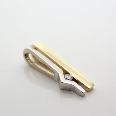 Image 2 of Two-tone gold solitaire pendant with 0.03 ct diamond.