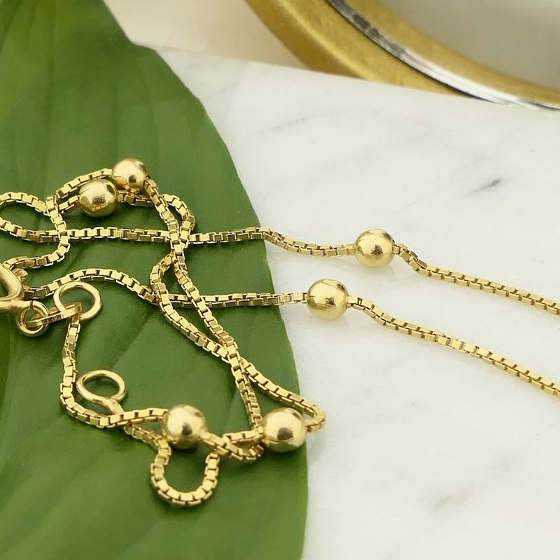 Image 2 of 18K Gold Venetian Link Bead Chain | 42.5 cm