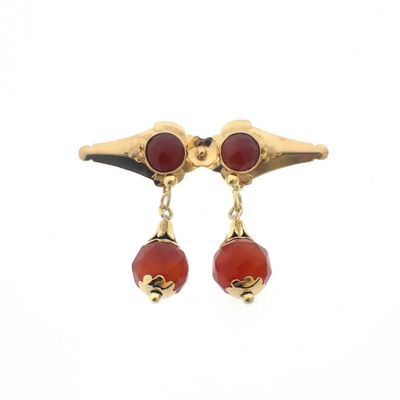 Image 1 of Vintage gold brooch with carnelian