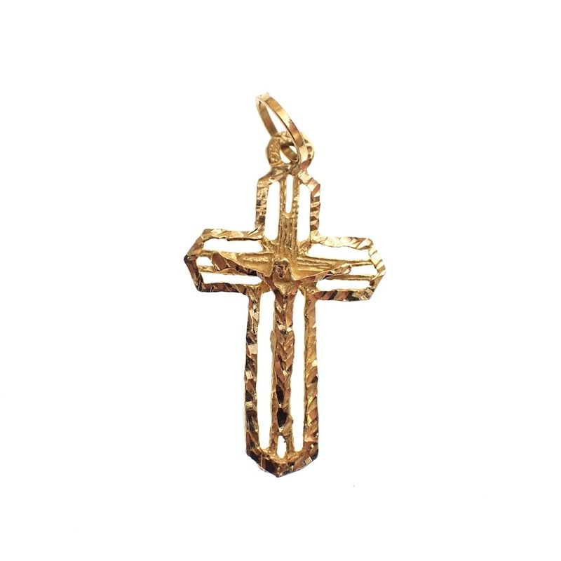 Image 1 of 18-karat gold pendant with an openwork cross and corpus | Vintage
