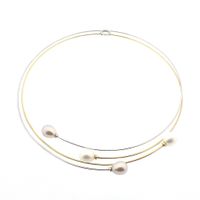 18K Two-tone gold necklace with pearls | 40.0 cm