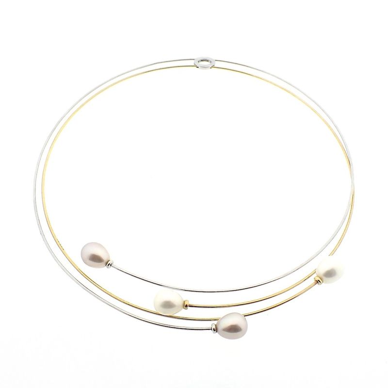 Image 1 of 18K Two-tone gold necklace with pearls | 40.0 cm