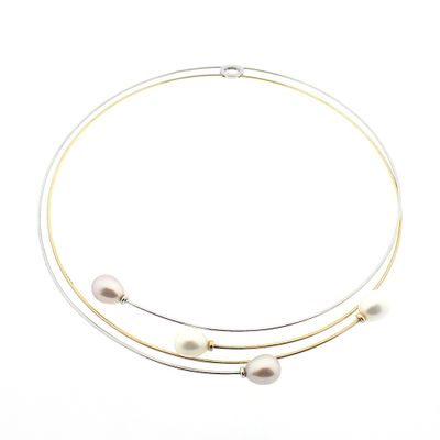 18K Two-tone gold necklace with pearls | 40.0 cm Image 1 of 18K Two-tone gold necklace with pearls | 40.0 cm