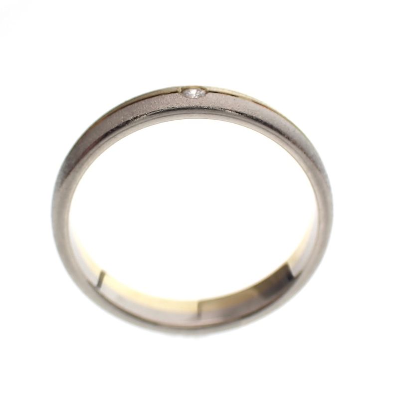 Image 6 of Matted bicolor gold ring with 0.02 ct diamond.