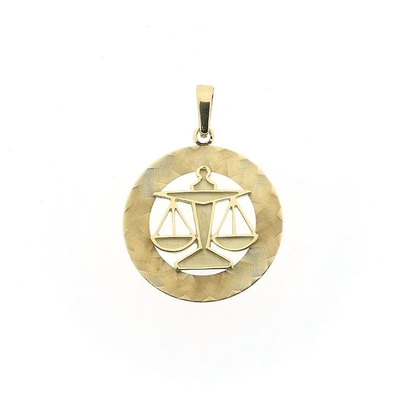 Image 1 of Gold zodiac sign pendant; Libra