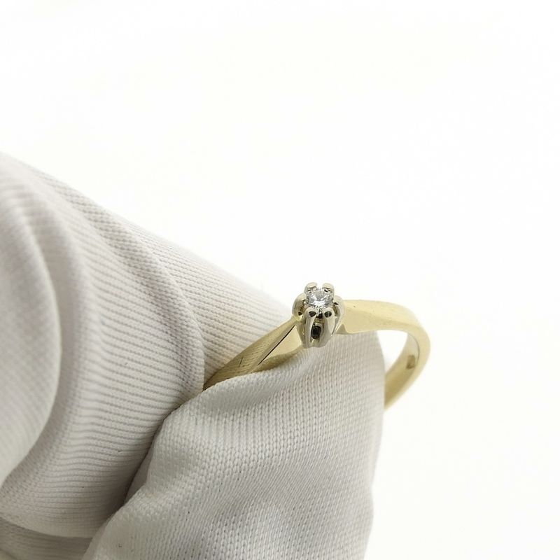 Image 6 of Gold solitaire ring with diamond; 0.025 ct.
