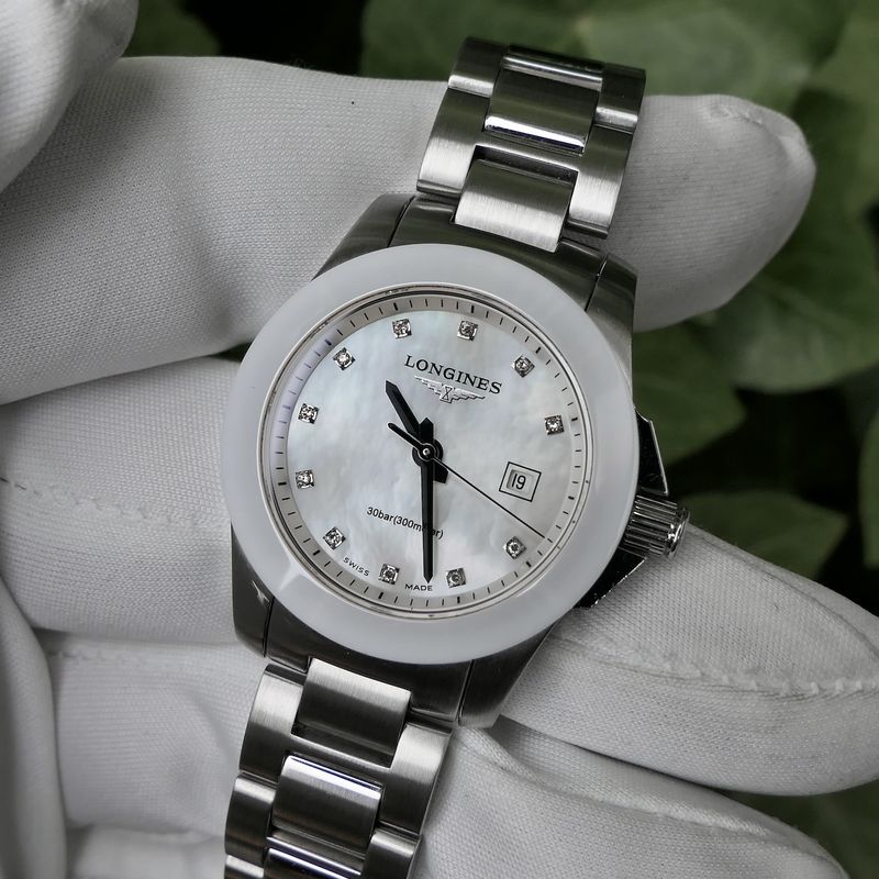 Image 14 of Longines Conquest Mother of Pearl & Diamonds L3.257.4.87.6; Ladies watch