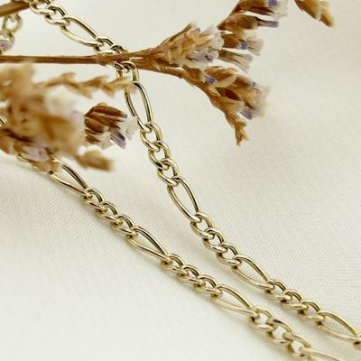 Image 2 of Gold subtle Figaro link bracelet | 20 cm