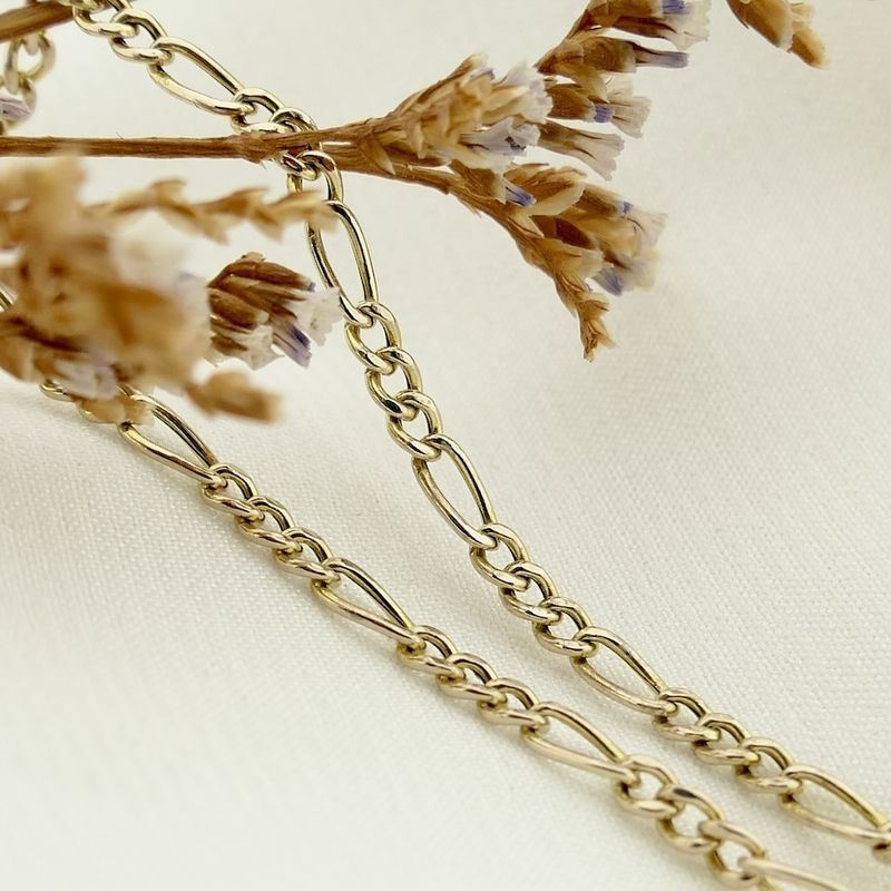 Image 2 of Gold subtle Figaro link bracelet | 20 cm