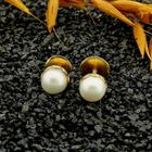 Image 12 of Vintage gold stud earrings with pearl