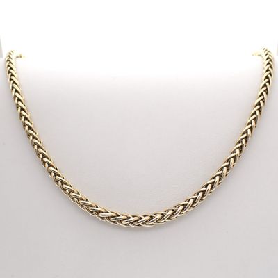 Gold braided chain; Foxtail link | 45 cm Image 1 of Gold braided chain; Foxtail link | 45 cm