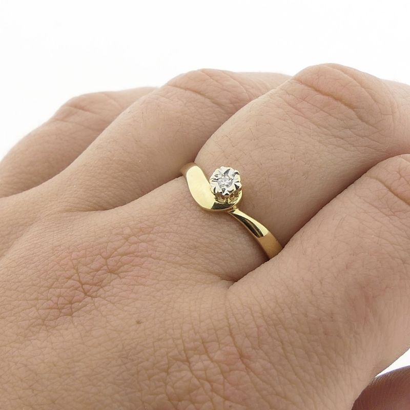 Image 4 of Gold solitaire ring with diamond | 0.02 ct.