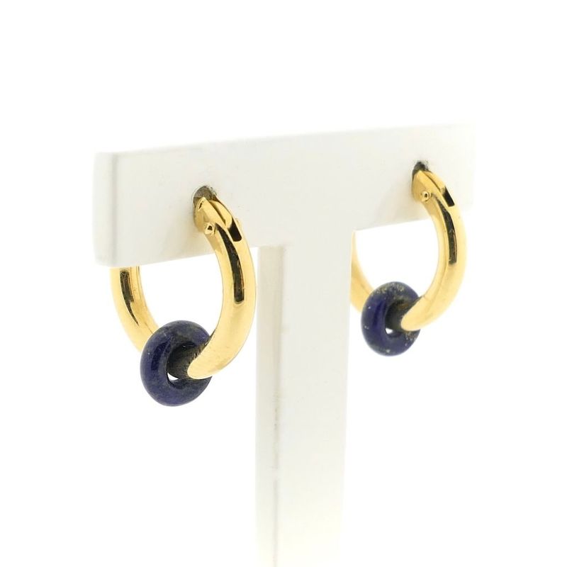 Image 3 of Gold earrings with lapis lazuli