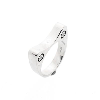 Image 1 of White Gold Cat Ears Ring with Diamonds; 0.08 ct.