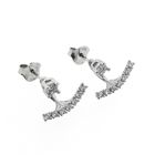 Image 6 of Silver stud earrings with zirconia | Ear jacket