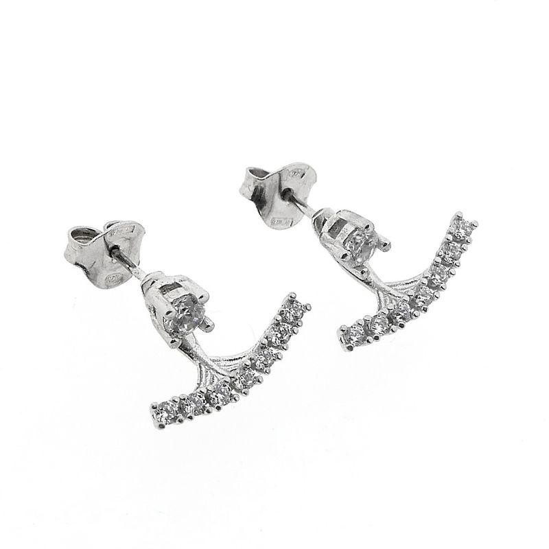 Image 6 of Silver stud earrings with zirconia | Ear jacket