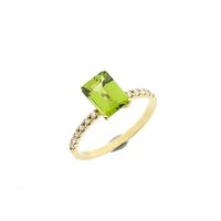 Gold Ring with Peridot and Diamonds; 0.12 ct.