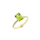 Image 1 of Gold Ring with Peridot and Diamonds; 0.12 ct.