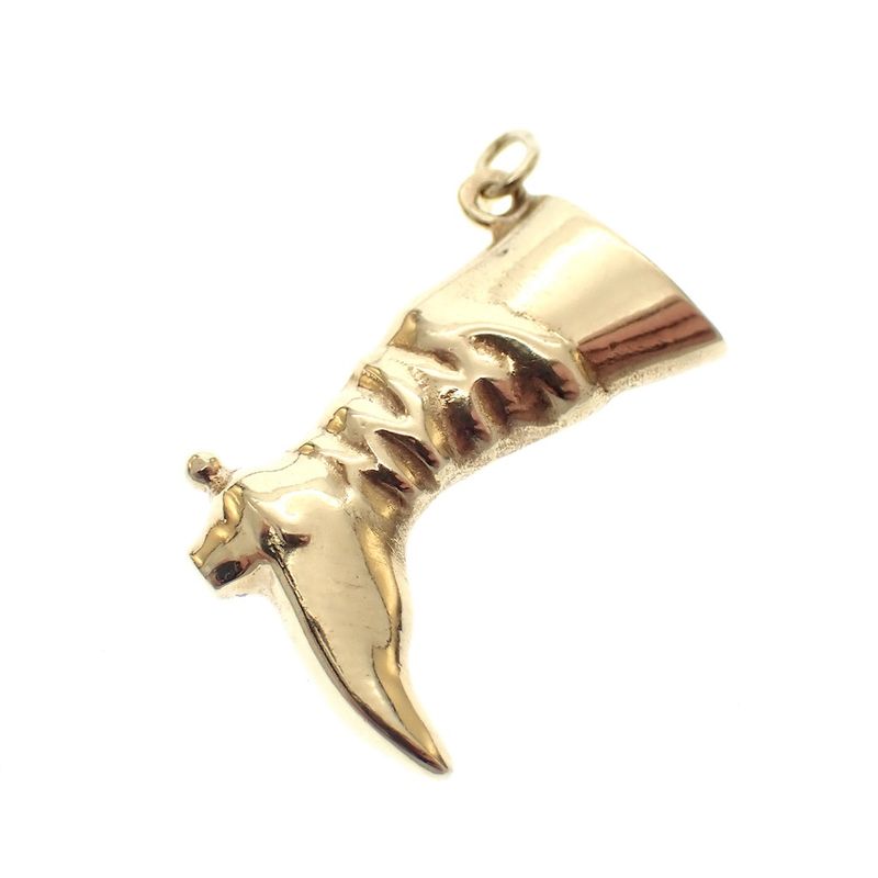 Image 2 of Gold pendant of a cowboy boot with spurs