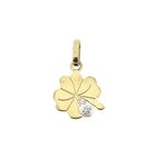 Image 1 of Gold pendant of a four-leaf clover with diamond | 0.01 ct.
