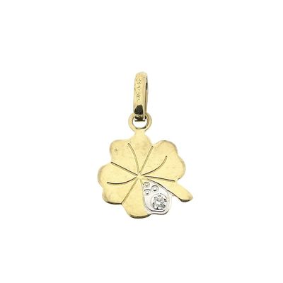 Image 1 of Gold pendant of a four-leaf clover with diamond | 0.01 ct.