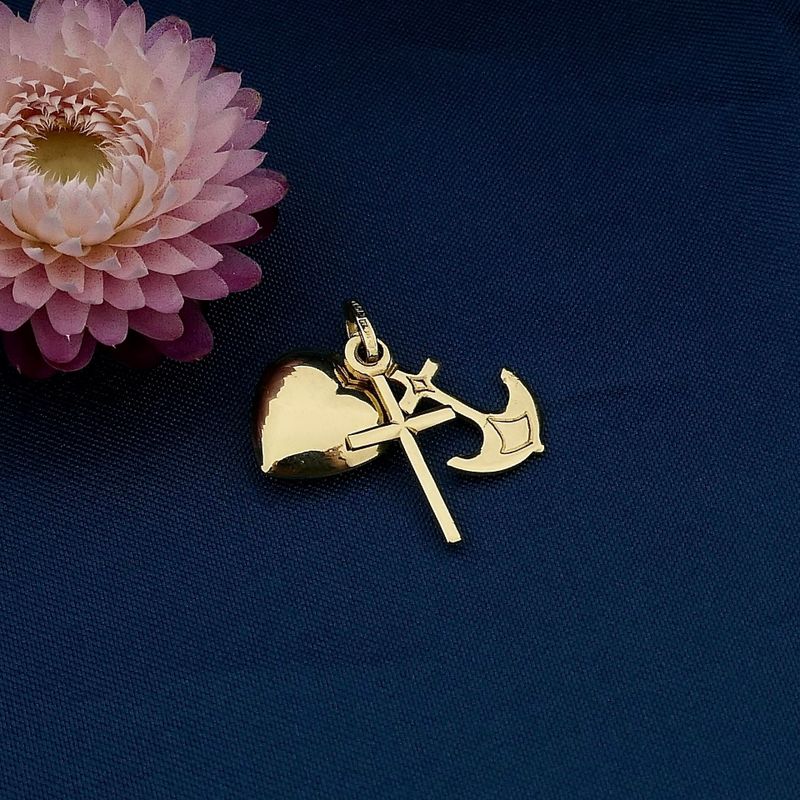 Image 2 of Gold Faith, Hope, Love Pendant