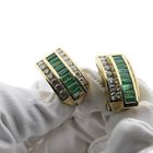 Image 7 of Gold stud earrings with emerald and diamonds; 1.92 ct.