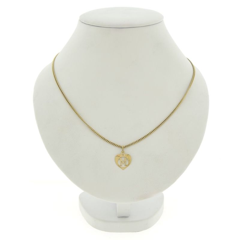 Image 3 of Gold heart pendant; Letter M