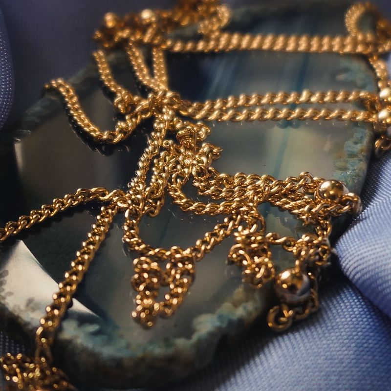 Image 5 of long rose gold chain/sautoir with beads