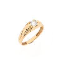 Gold solitaire ring with zirconia