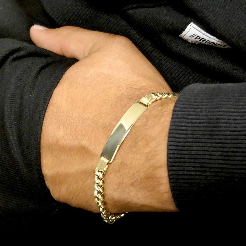 Image 11 of Gold gourmet link bracelet with engraving plate | 21 cm