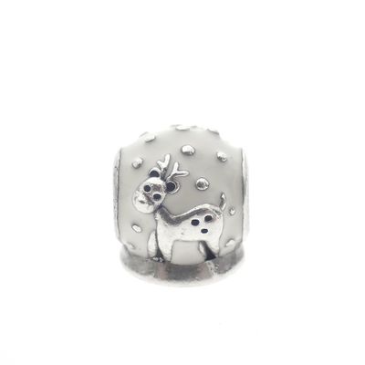 Image 1 of Pandora charm; Silver; Reindeer and Snow Glass Ball