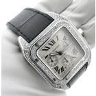 Image 22 of Cartier Santos 100 XL Chronograph 'Factory-Set' Diamonds 2891; 18k white gold watch with diamonds