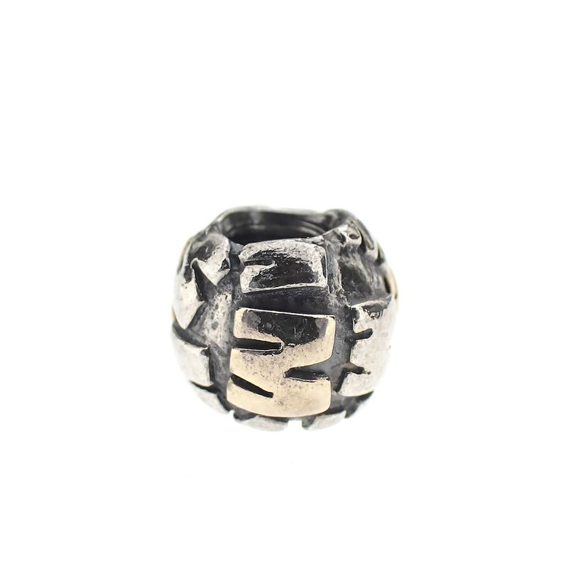 Image 3 of Pandora charm; Silver with gold; Letter M
