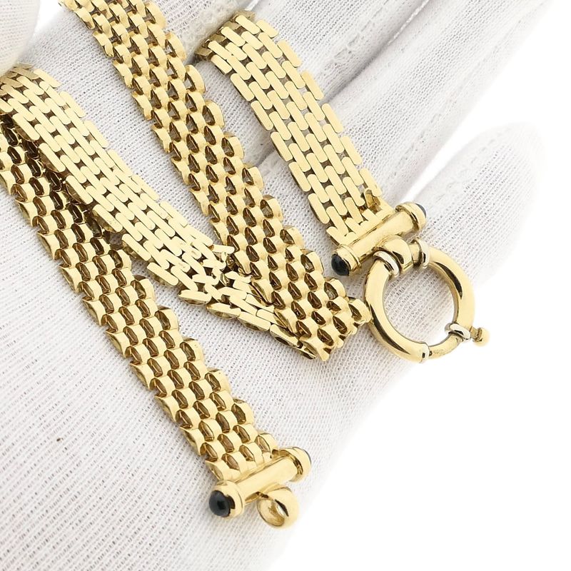 Image 13 of Golden Panther Link Necklace with Sapphire | 45 cm