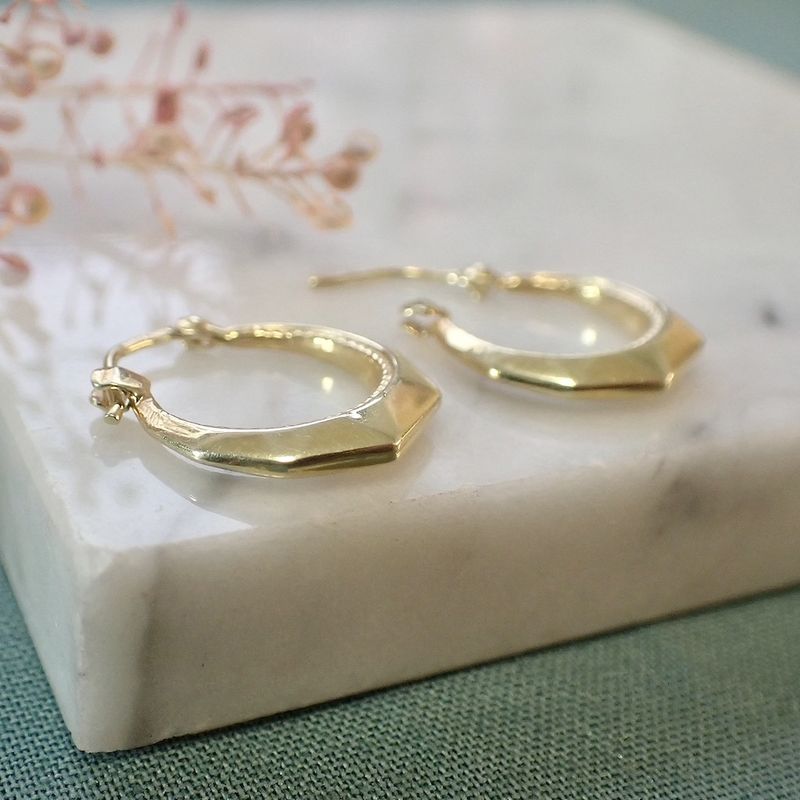 Image 8 of Gold lapidary earrings | Ø 16 mm