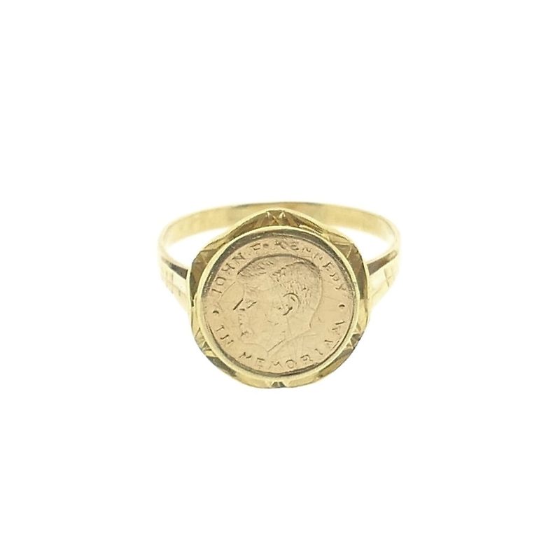 Image 3 of Gold ring with coin | John F. Kennedy