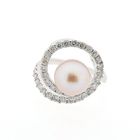 Image 3 of White gold ring with Tahitian pearl and diamonds; 1.08 ct.