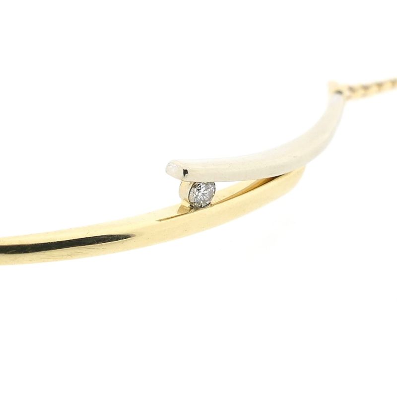 Image 10 of Bicolor Gold Gourmet Link Bracelet with Diamond; 0.05 ct.