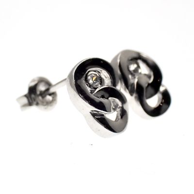 Image 2 of Silver infinity stud earrings with zirconia