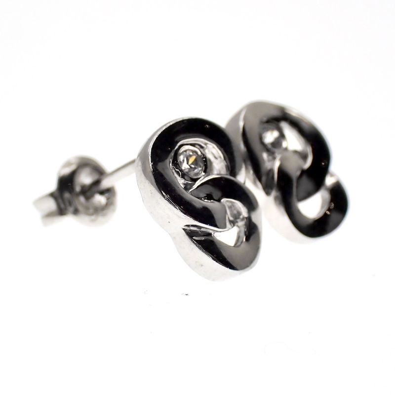 Image 2 of Silver infinity stud earrings with zirconia