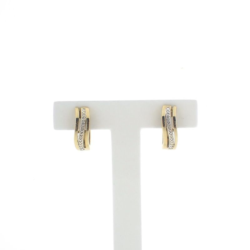Image 1 of Two-tone gold hoop earrings with diamonds | 0.03 ct.