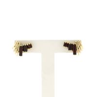 Gold stud earrings with garnet