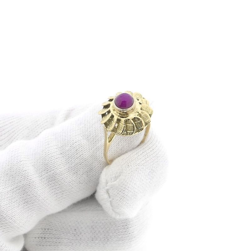 Image 7 of Vintage gold floral ring with ruby