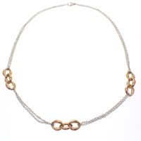 Two-tone gold anchor link necklace