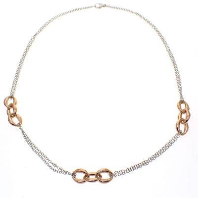 Image 1 of Two-tone gold anchor link necklace