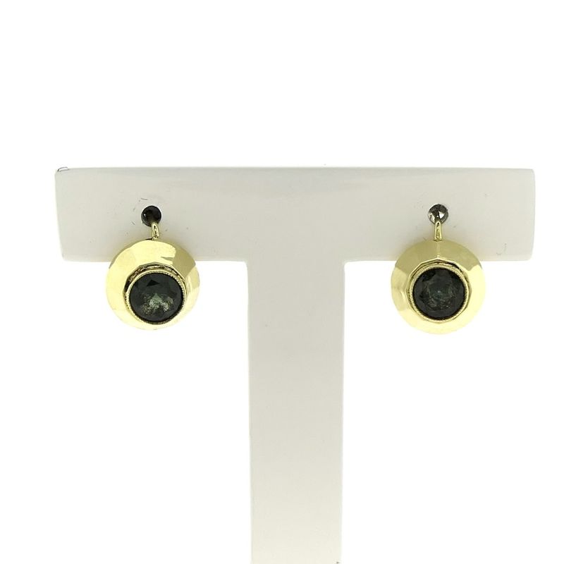 Image 1 of Gold stud earrings with green tourmaline