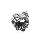 Image 3 of Pandora Charm; Silver; Open Heart and Rose Charm