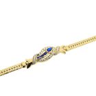 Image 9 of Gold flat gourmet link bracelet with synthetic sapphire and zirconia | 20.5 cm